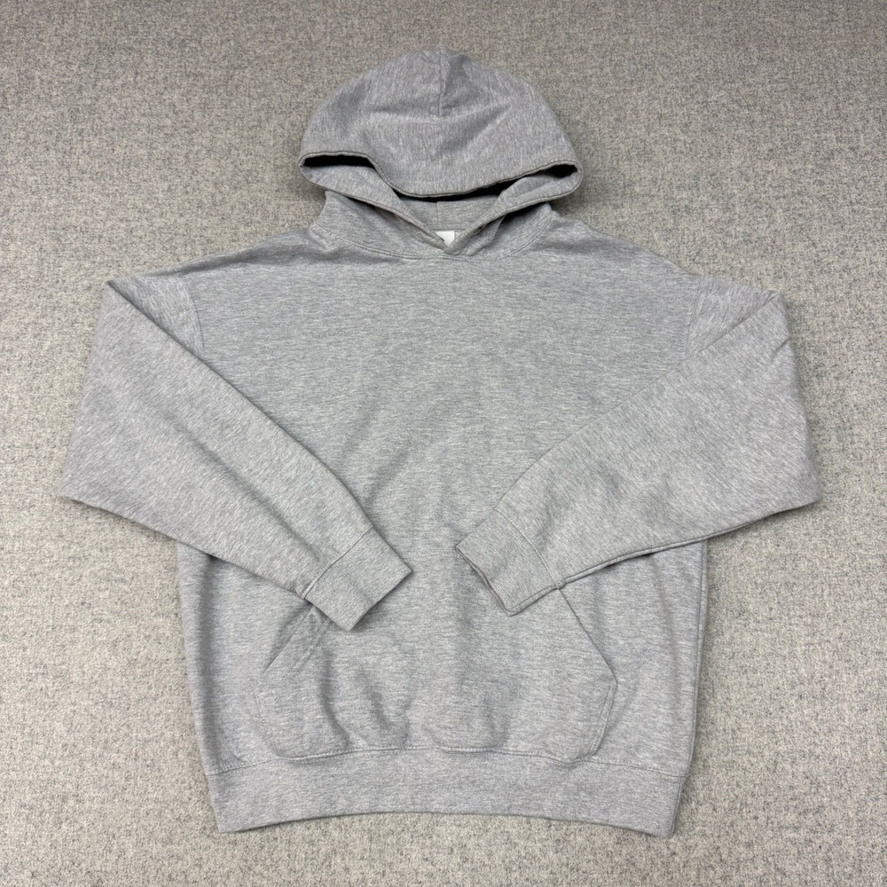 Homespun Pullover Hoodie Size Large Gray Fleece Kangaroo Pocket Sweatshirt Mens